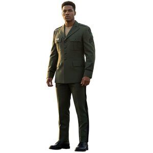 Vintage Uniart Pant Mens 38 Green Parade Dress Heavy Work Uniform 1940 -1950s